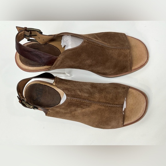 SOFFT Brown suede block heel sling back sandals size 9.5 - Picture 3 of 7
